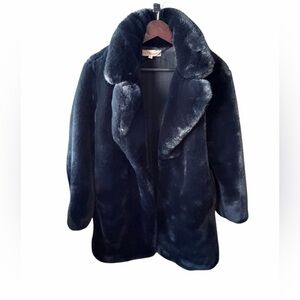 Philosophy Midnight Black Teddy Coat Faux Fur Plush Jacket Medium